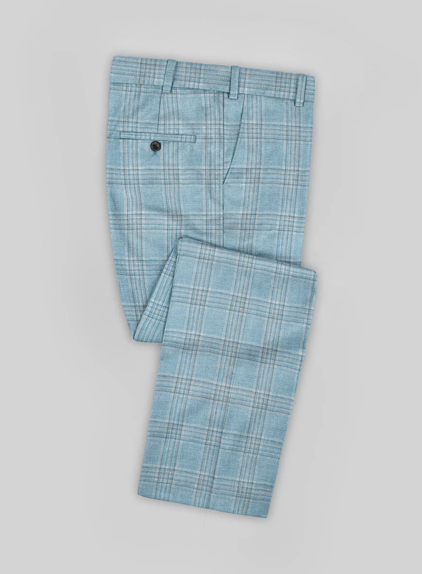 Noble Sky Blue Wool Silk Linen Suit - Image 6