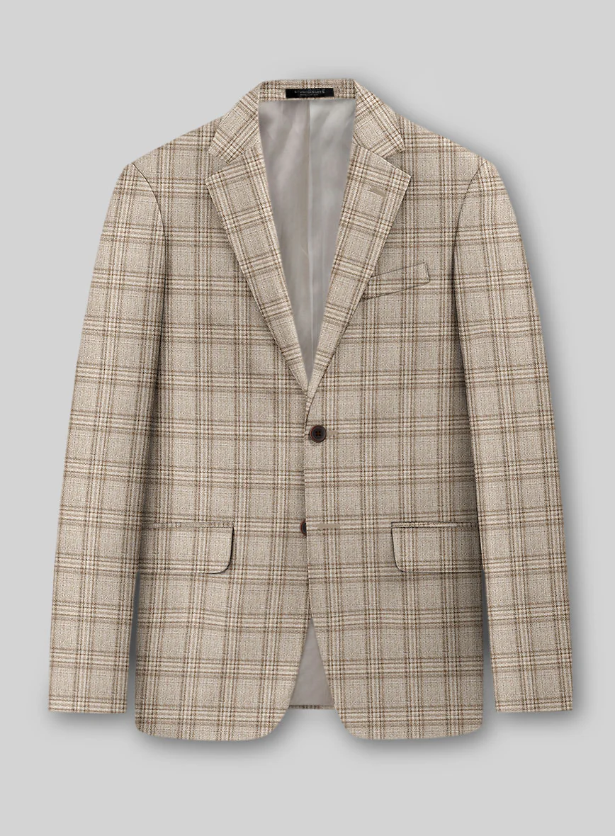 Noble Sofia Beige Wool Silk Linen Suit - Image 5