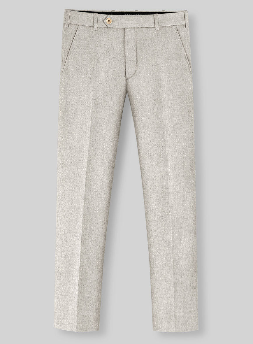 Noble Stone Beige Wool Silk Linen Pants - Image 2