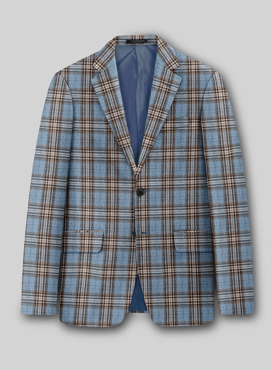 Noble Veron Tartan Wool Silk Linen Jacket