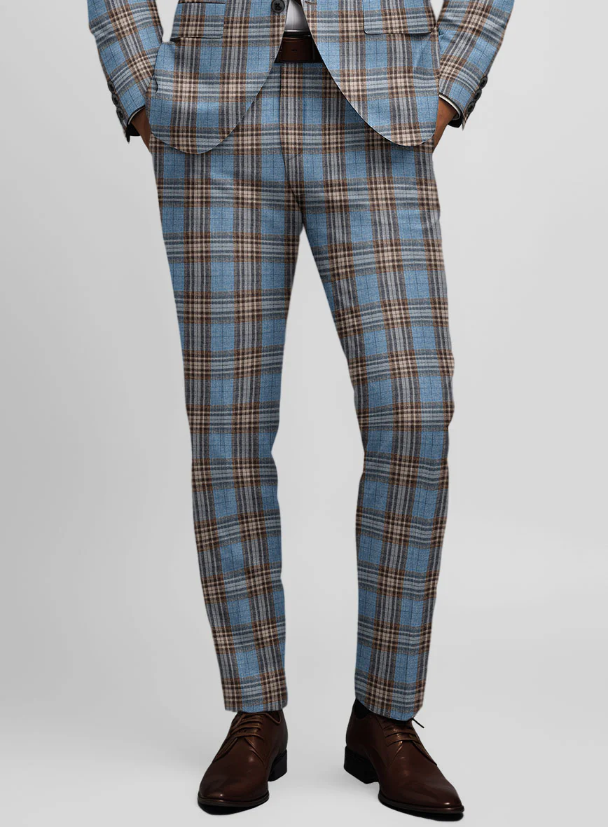 Noble Veron Tartan Wool Silk Linen Pants