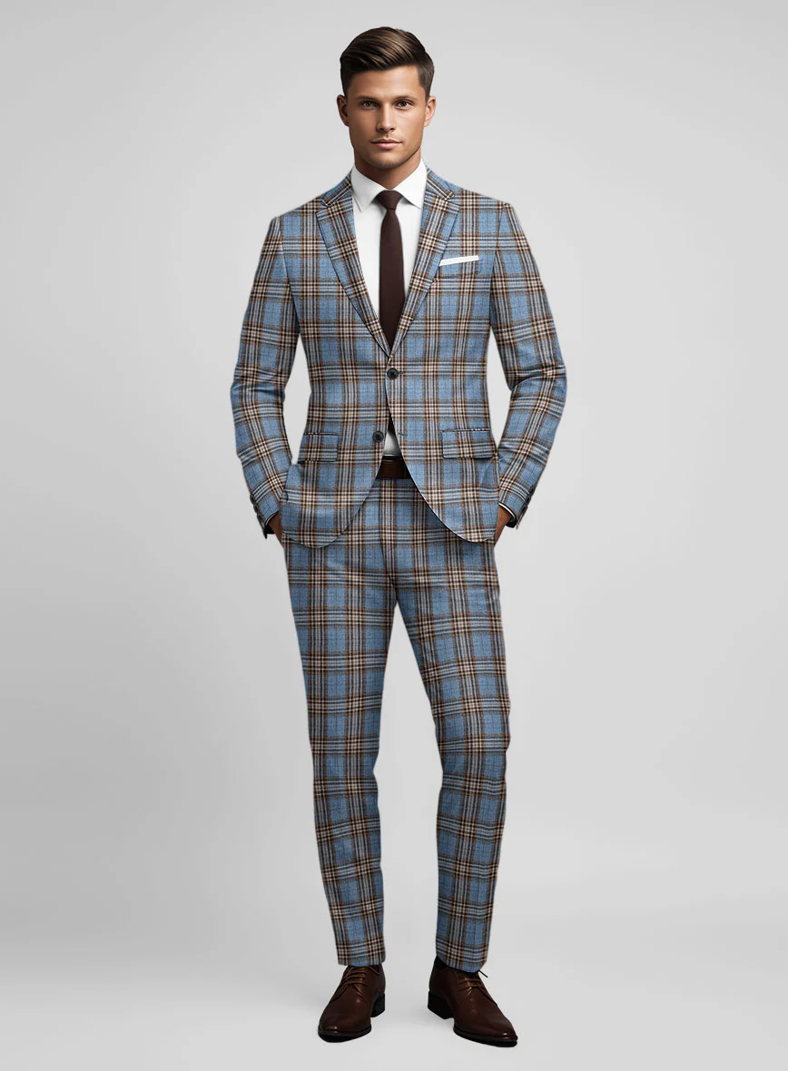 Noble Veron Tartan Wool Silk Linen Suit