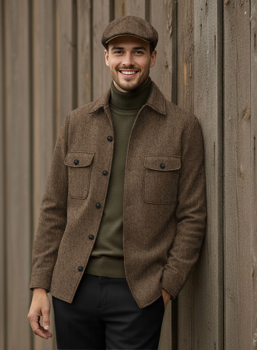 Nomad Rust Herringbone Tweed Shirt