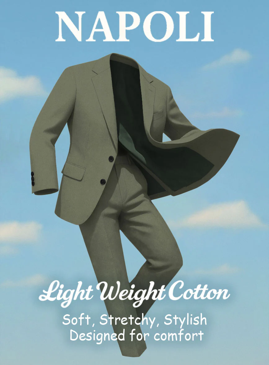 Olive Green Napoli Stretch Light Weight Cotton Jacket - Image 4