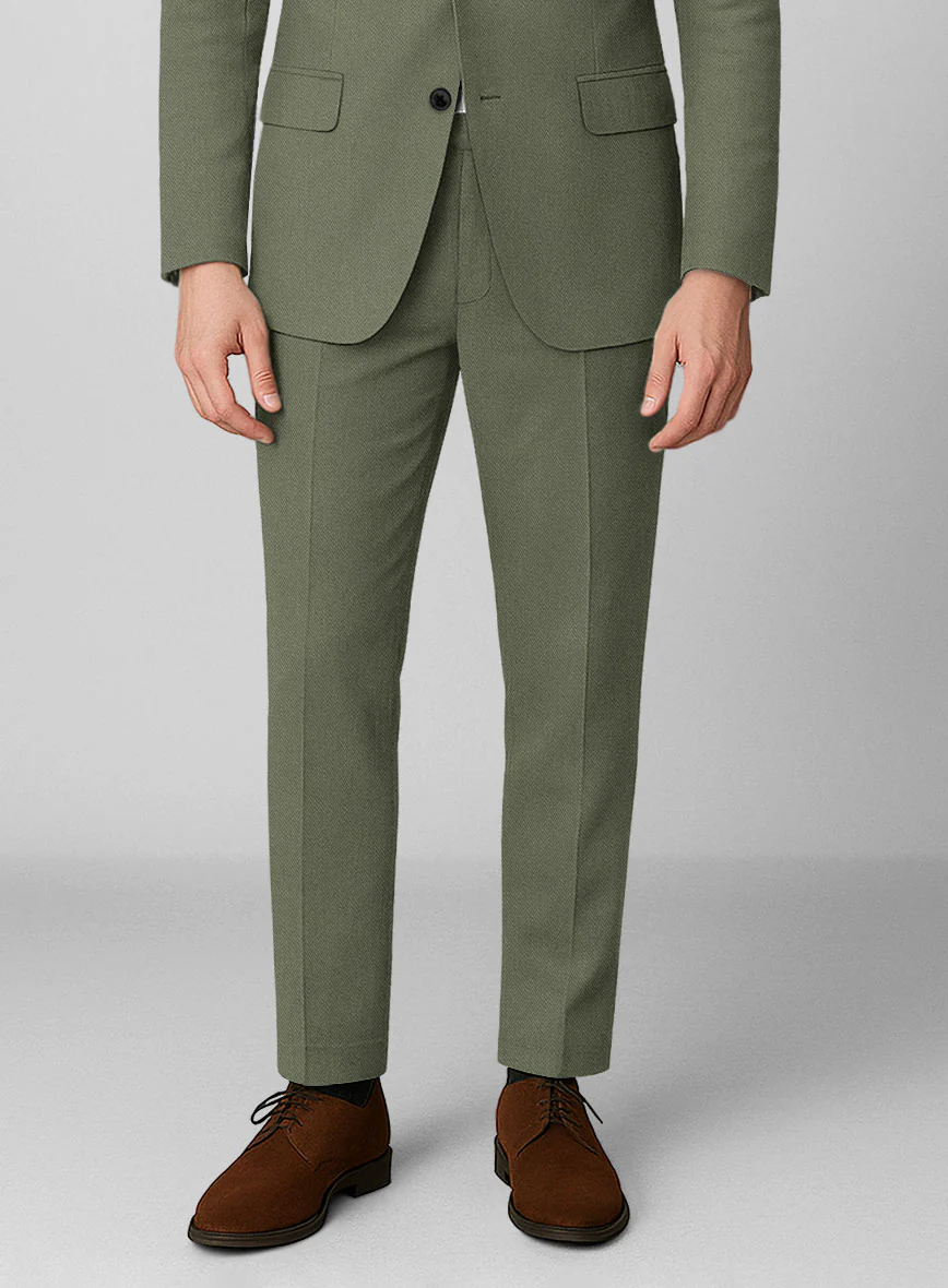 Olive Green Napoli Stretch Light Weight Cotton Suit - Image 5