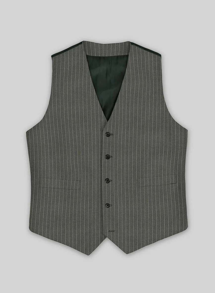 Olive Green Pinstripe Waist Coat