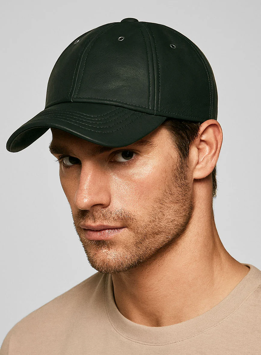 Olive Leather Sport Cap - Image 2