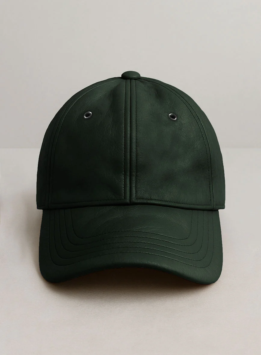 Olive Leather Sport Cap - Image 3