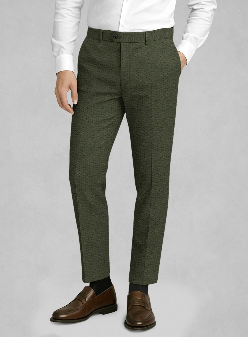 Olive Seersucker Pants
