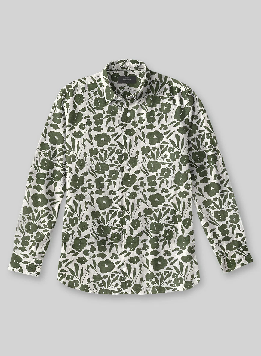 Olive Silhouette Cotton Shirt - Image 3