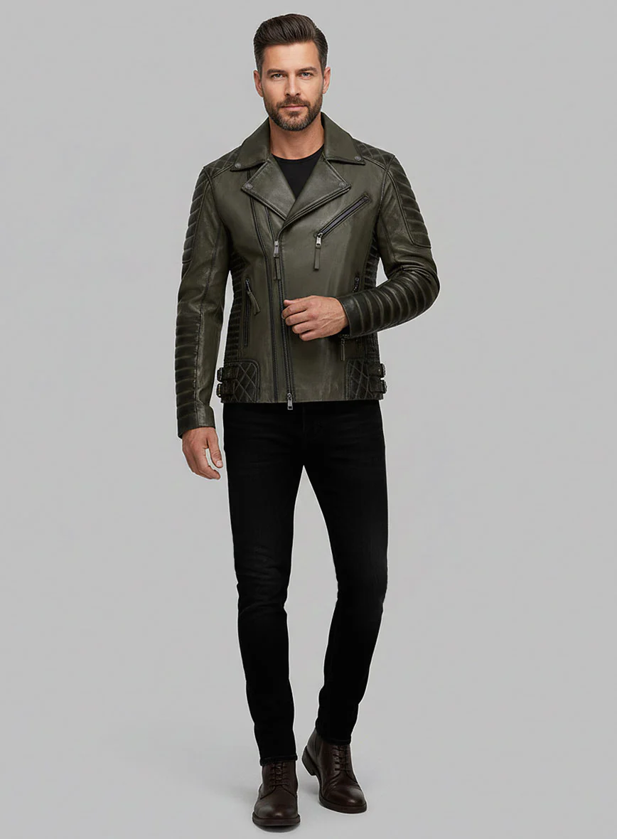 Outlaw Burnt Olive Leather Jacket - Image 2