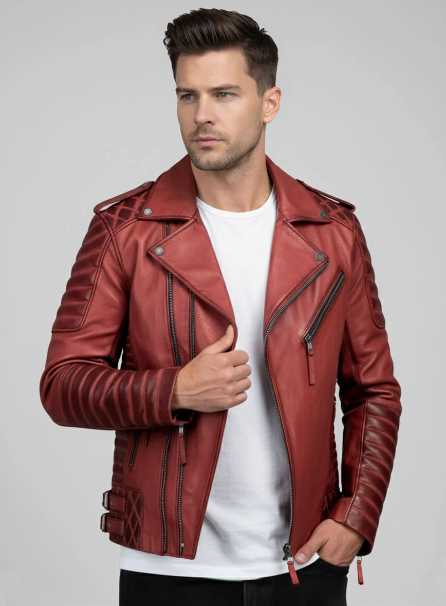 Outlaw Burnt Red Leather Jacket - Image 4