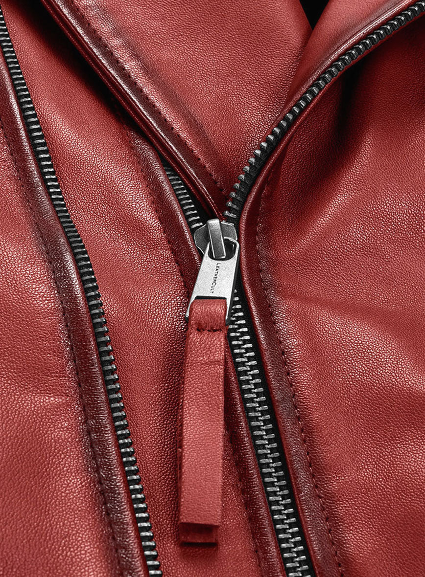 Outlaw Burnt Red Leather Jacket - Image 7