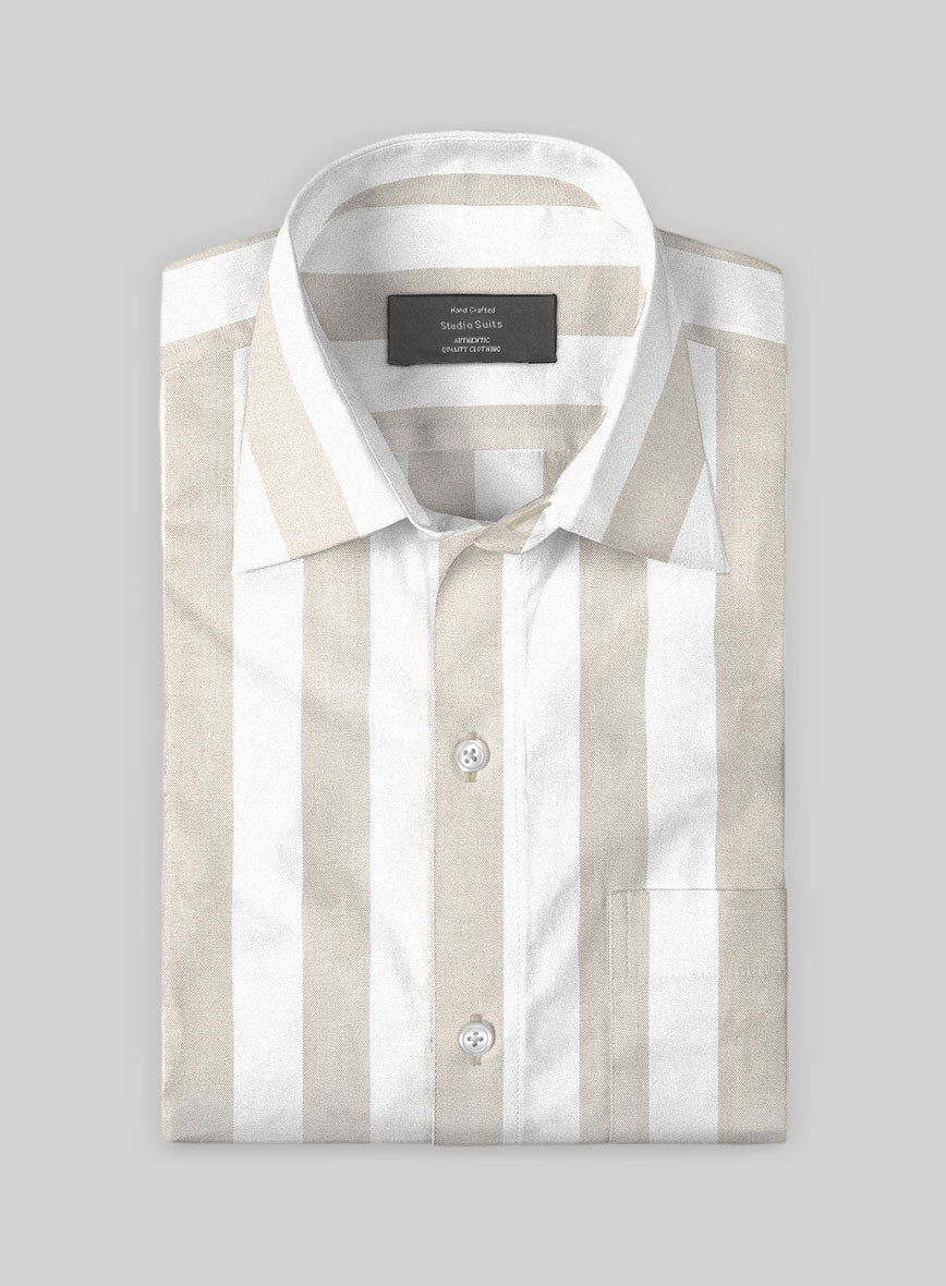 Oxford Brown Wide Stripe Cotton Shirt