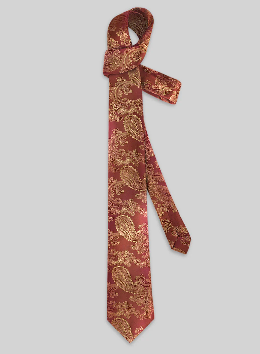 Paisley Lux Gold Satin Tie - Image 2