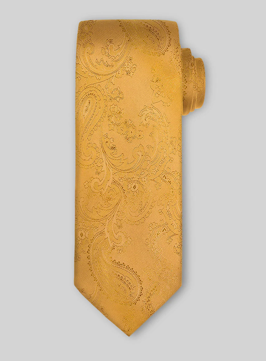 Paisley Orchid Yellow Satin Tie
