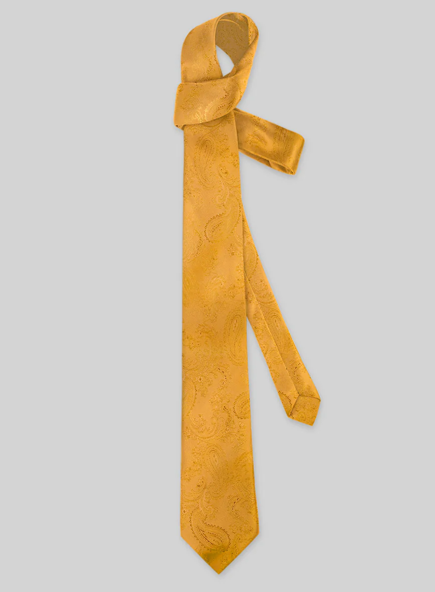 Paisley Orchid Yellow Satin Tie - Image 2