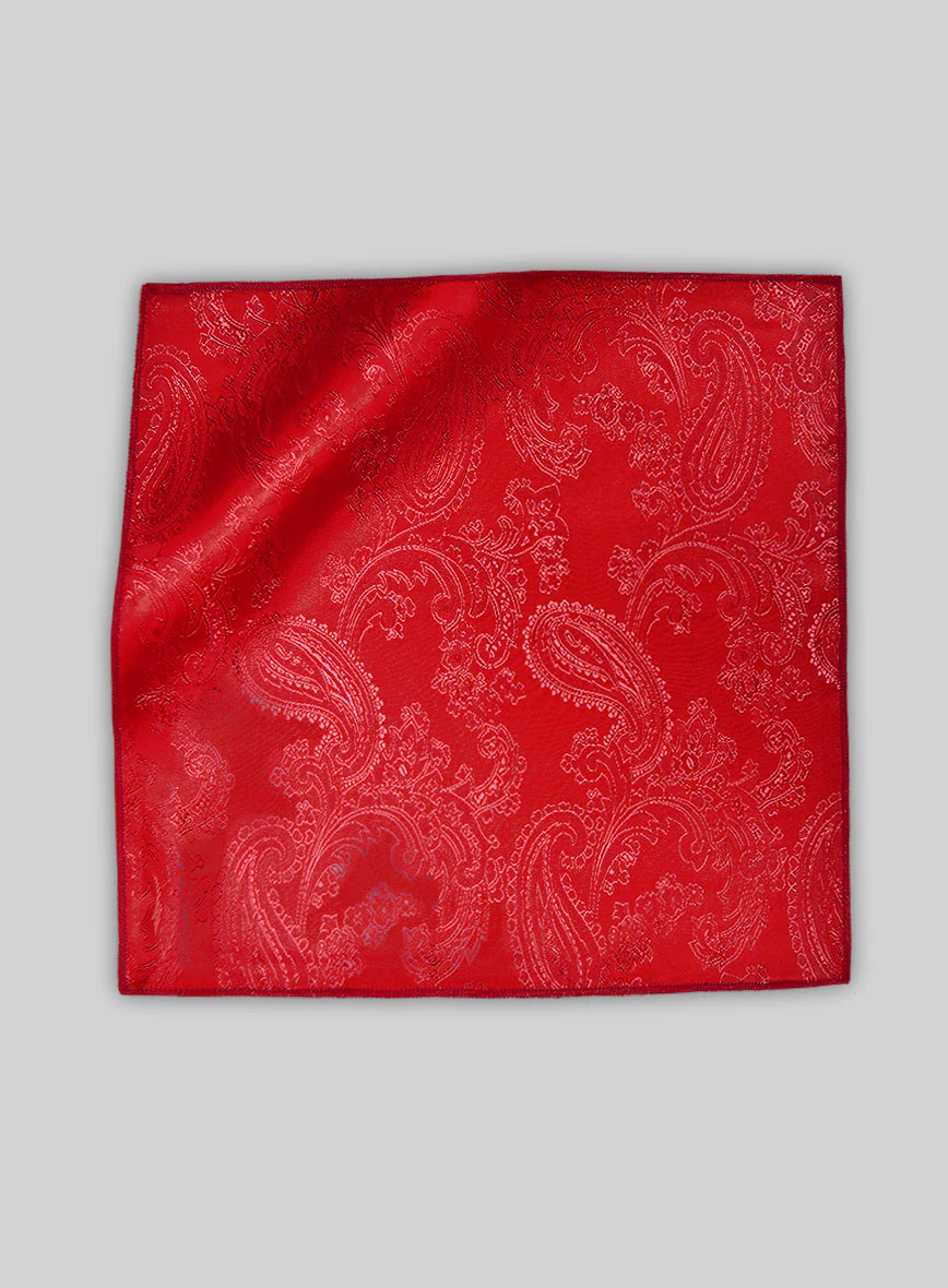 Paisley Pocket Square - Crimson Red - Image 3