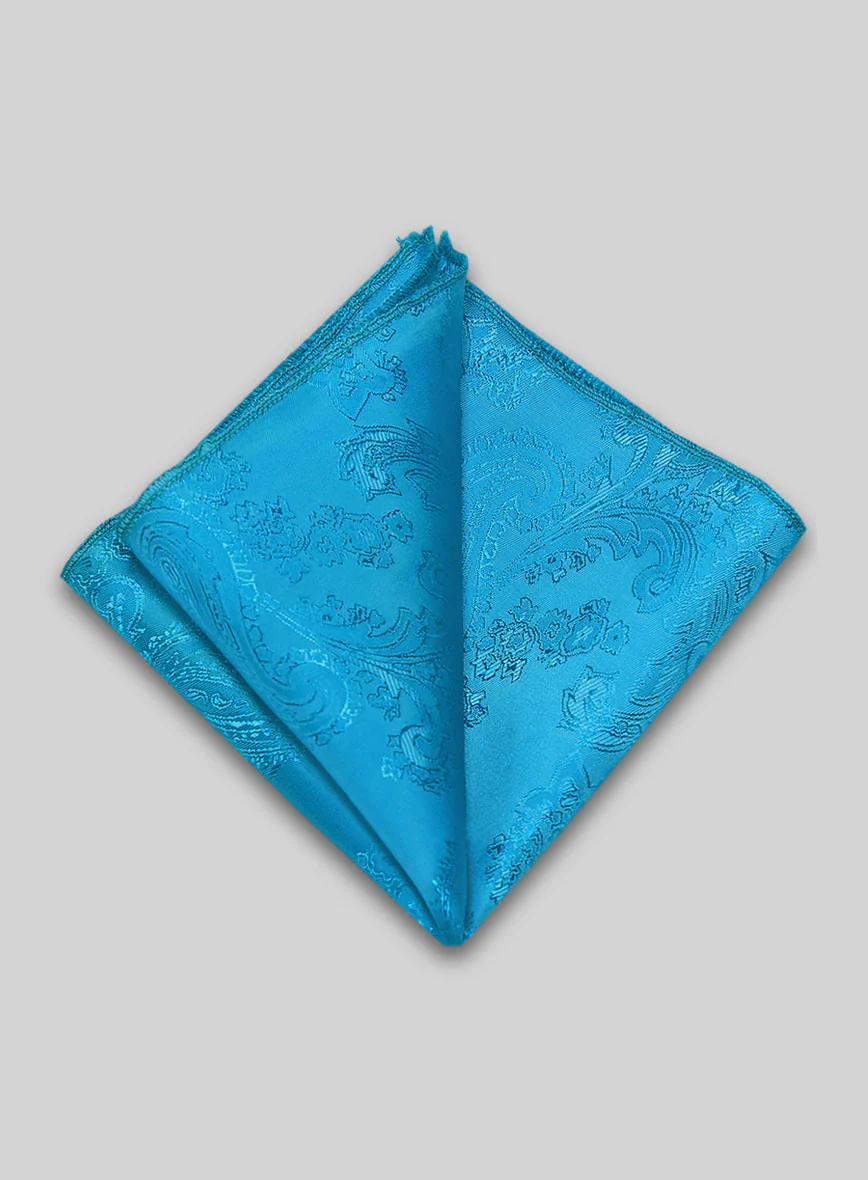 Paisley Pocket Square - Cyan Blue - Image 2