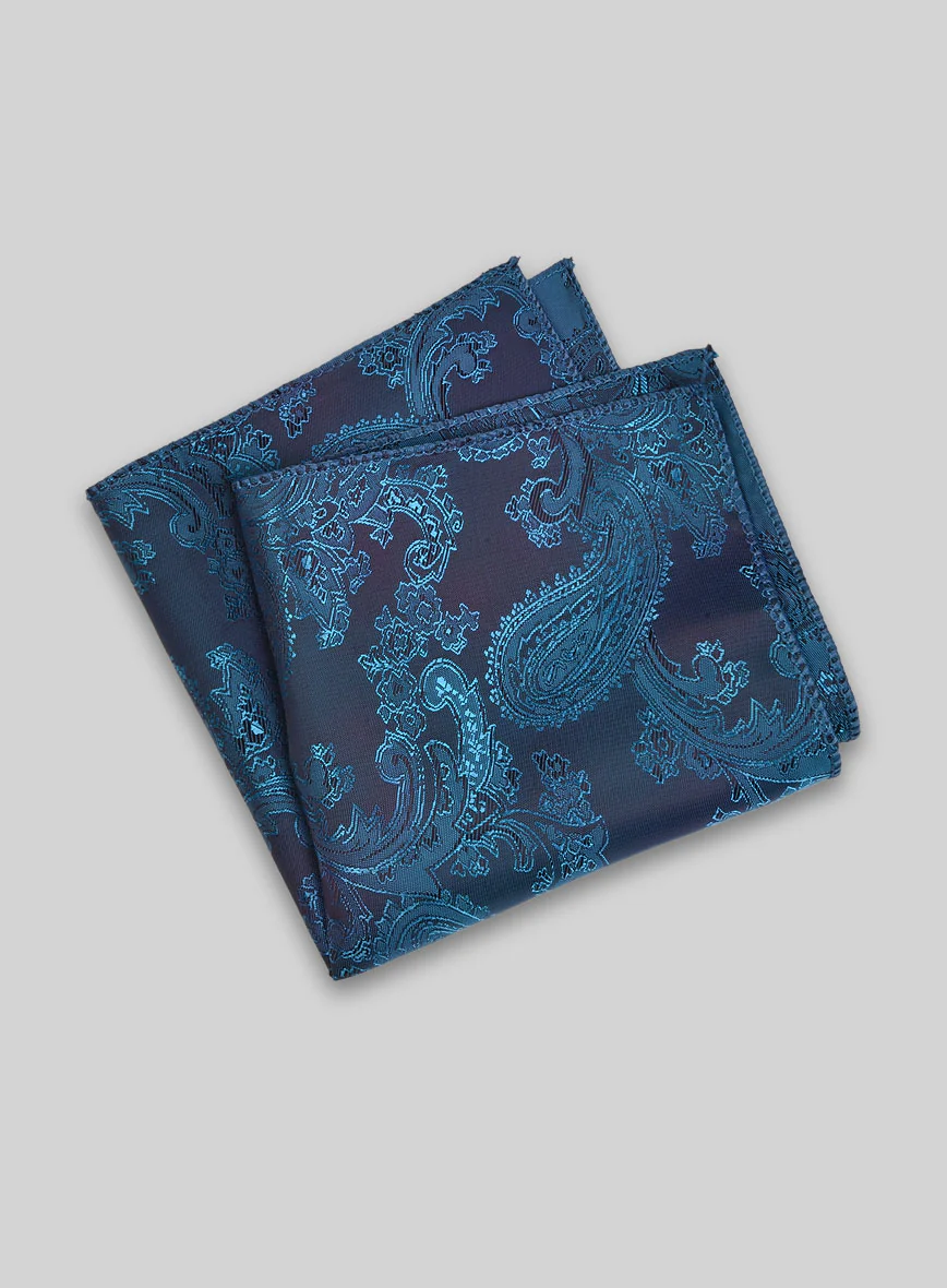 Paisley Pocket Square - Royal Cyan