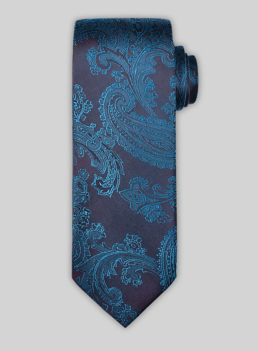 Paisley Royal Cyan Satin Tie