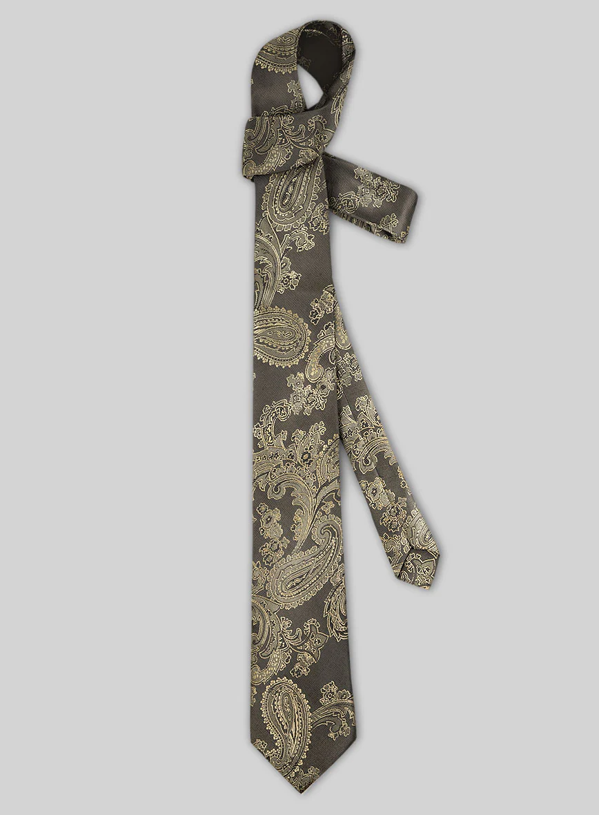 Paisley Seaweed Green Satin Tie - Image 2