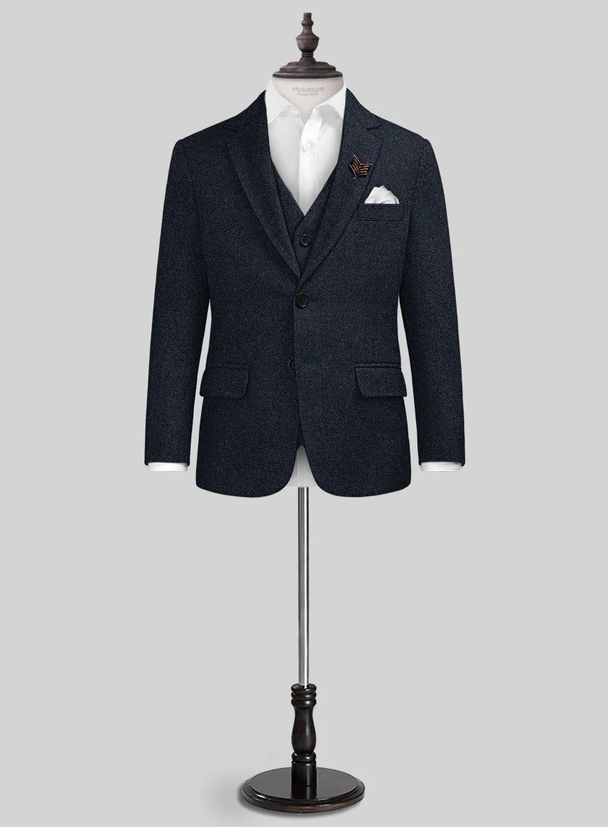 Playman Blue Denim Tweed Boys Suit - Image 2