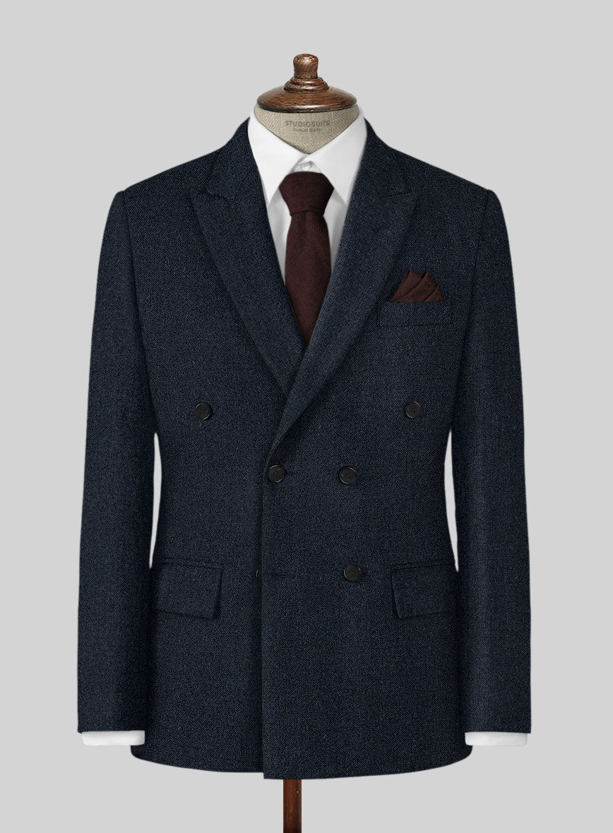 Playman Blue Denim Tweed Double Breasted Jacket