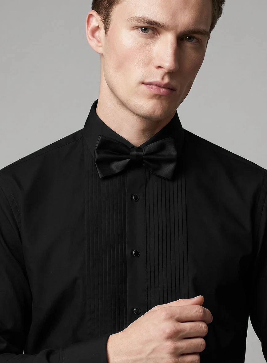Pleated Black Tuxedo Shirt - Image 3
