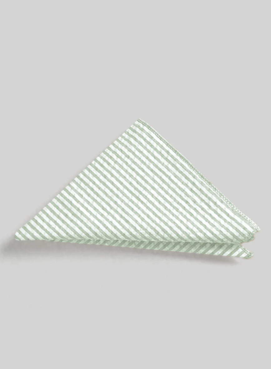 Pocket Square - Light Green Seersucker