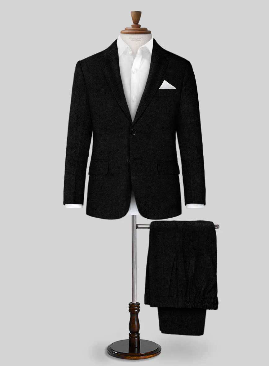 Black Linen Boys Suit