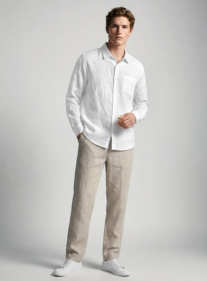 Pure White Linen Shirt - Image 4