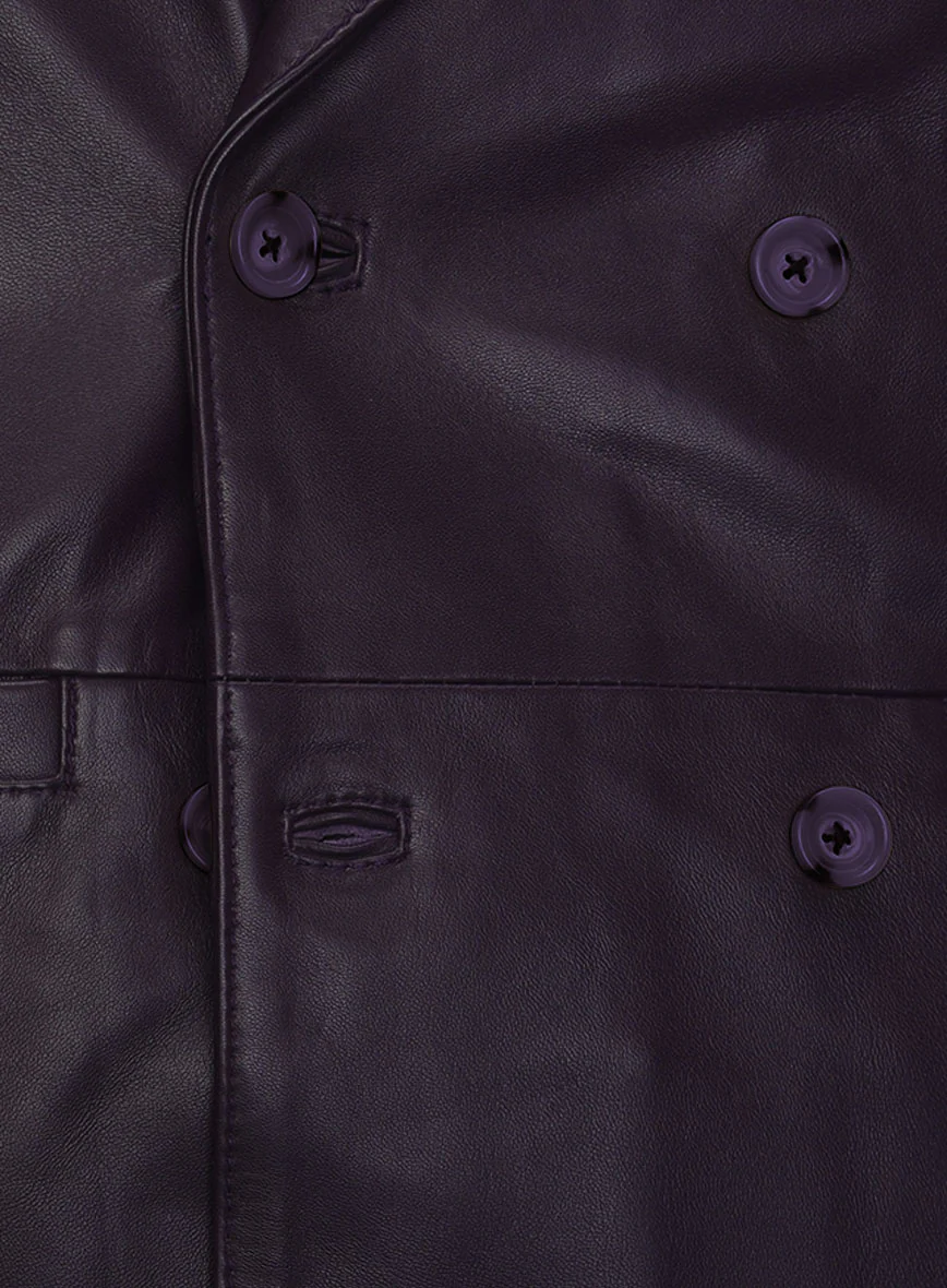 Purple Hampton Double Breasted Leather Blazer - Image 6