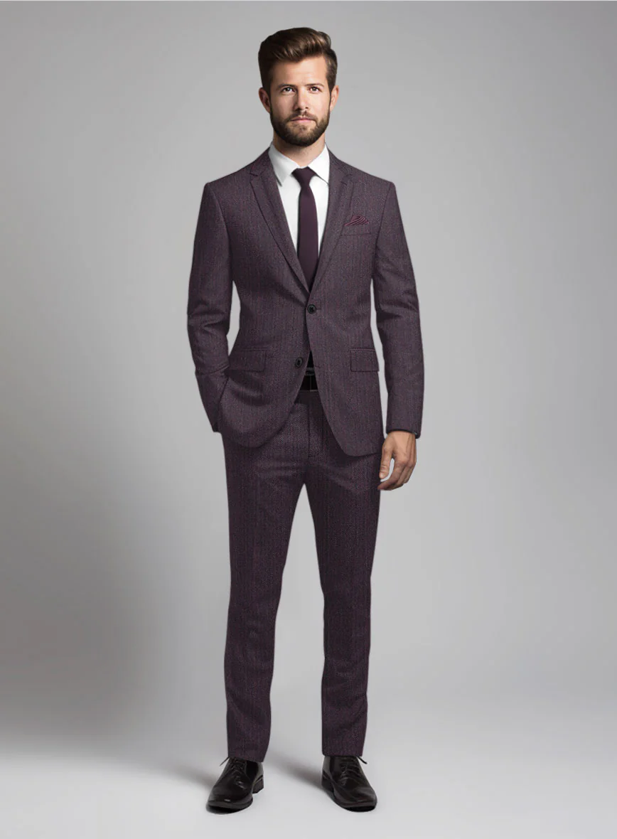 Purple Herringbone Wool Suit - Image 2