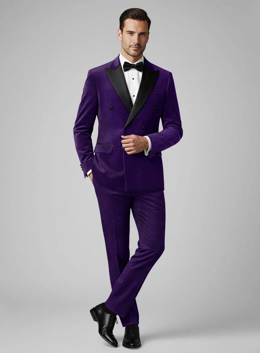 Purple Velvet Double Breasted Tuxedo Suit