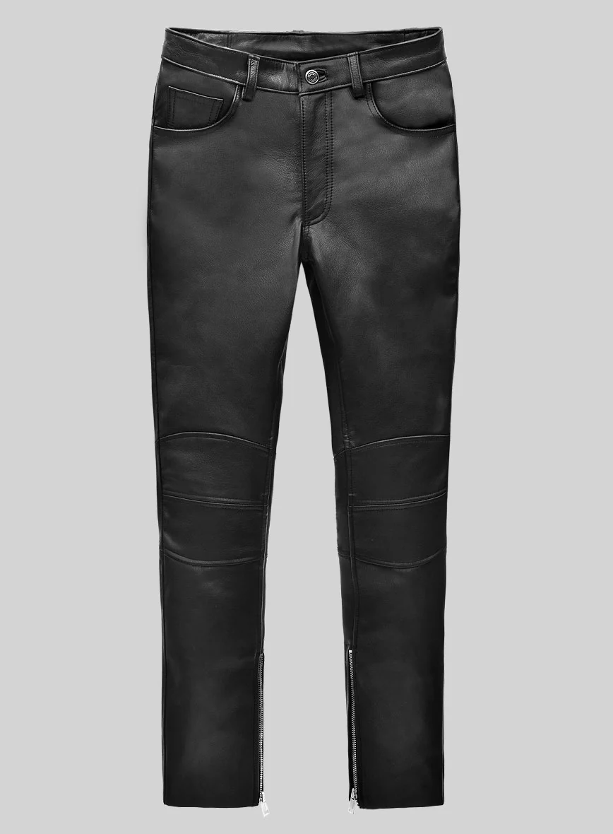 Raptor Black Biker Leather Jeans