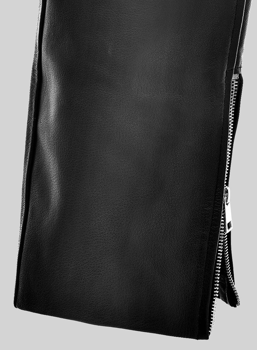 Raptor Black Biker Leather Jeans - Image 2