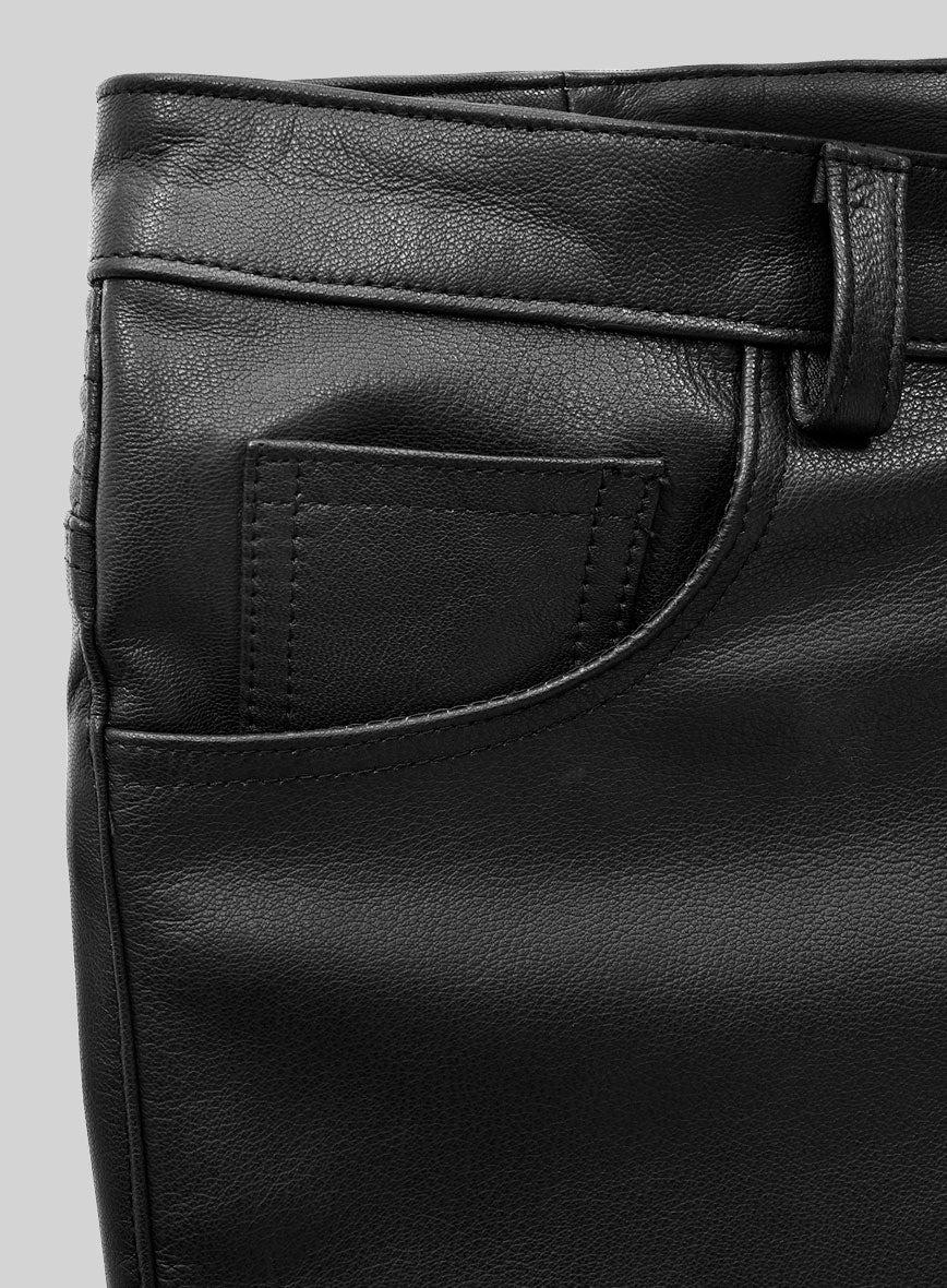 Raptor Black Biker Leather Jeans - Image 3