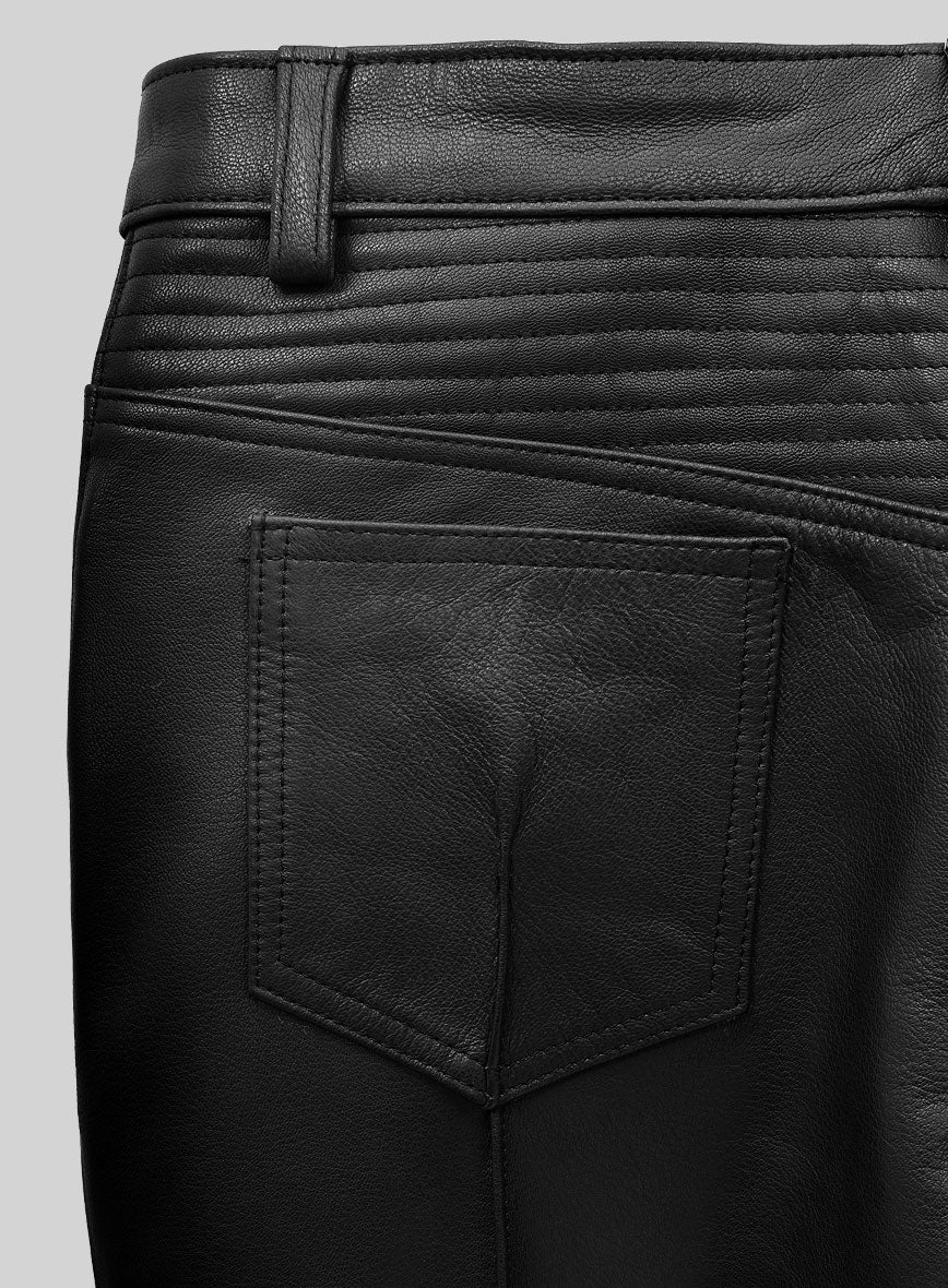 Raptor Black Biker Leather Jeans - Image 5