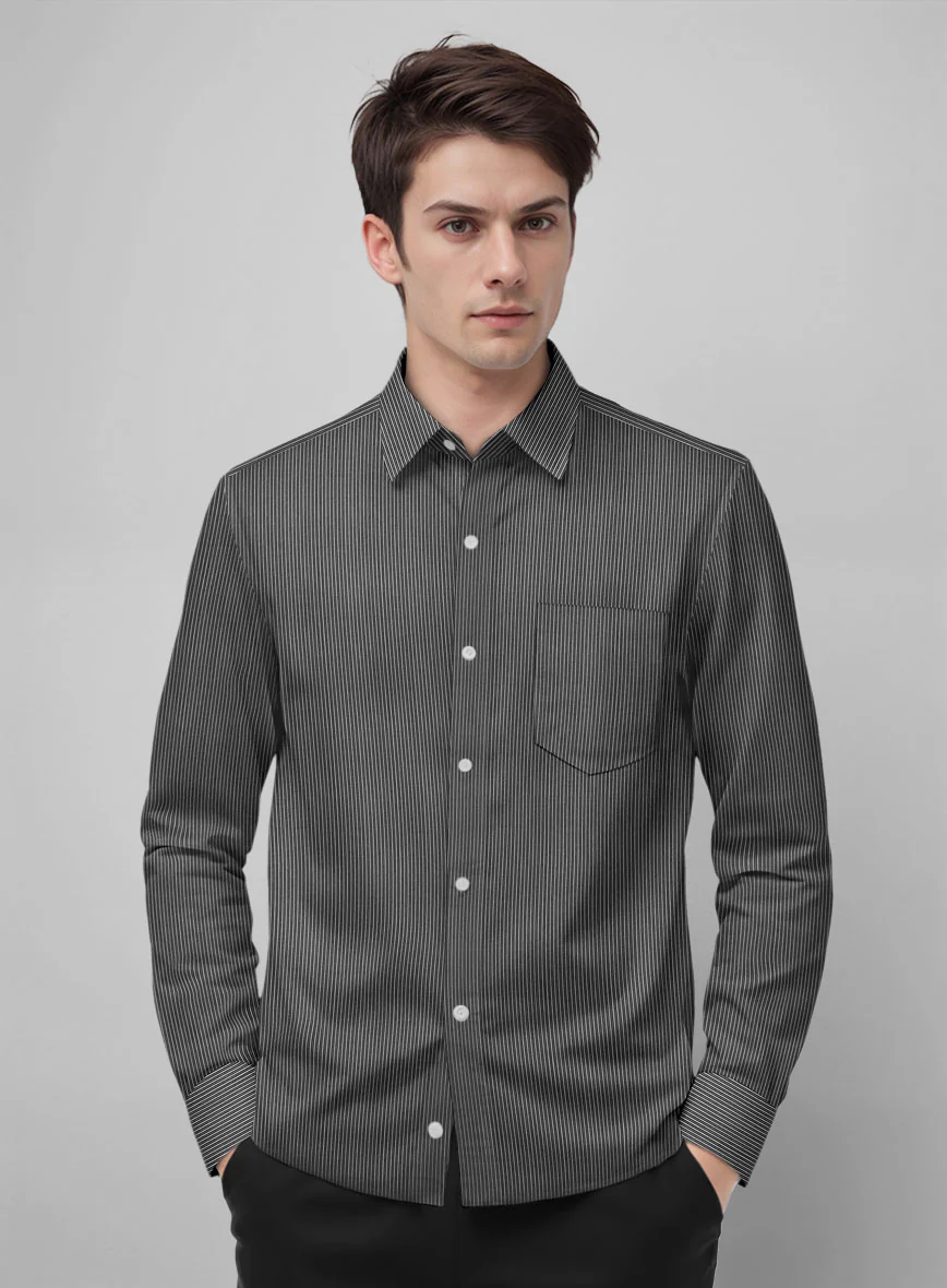 Raven Pinstripe Cotton Shirt - Image 3