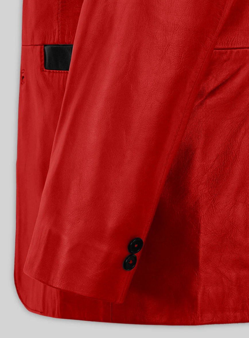 Red Hampton Leather Blazer - Image 3