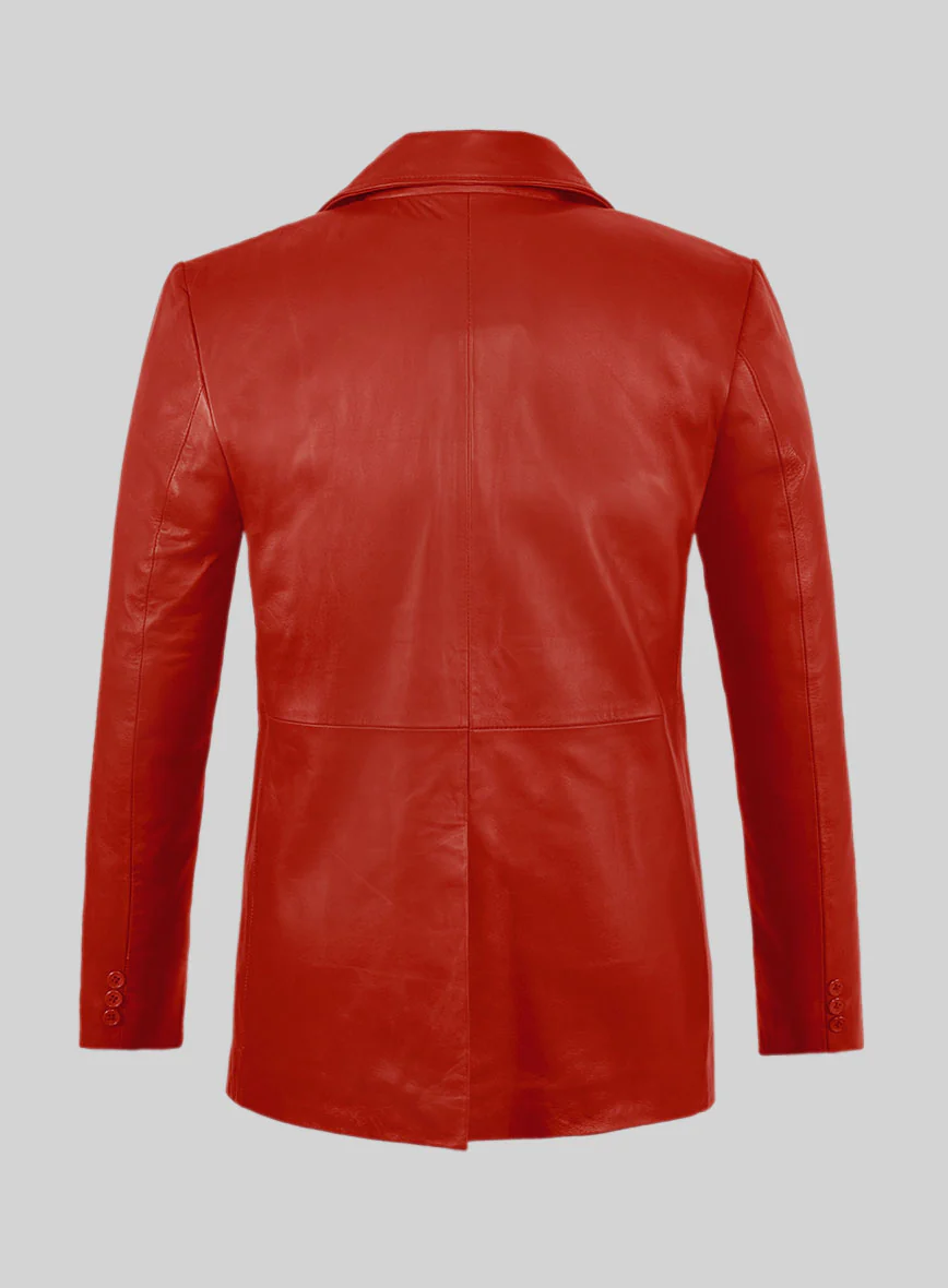 Red Leather Pea Coat - Image 6