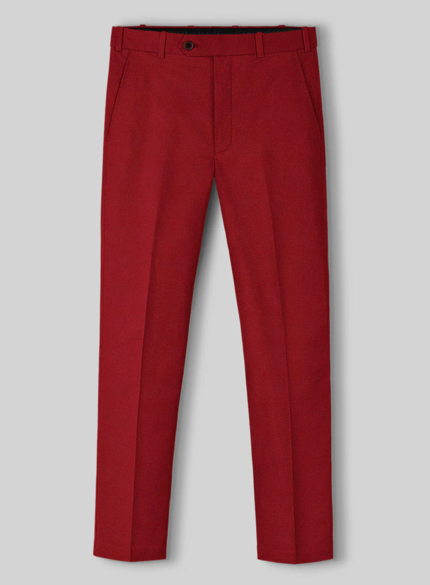 Red Napoli Stretch Light Weight Cotton Pants