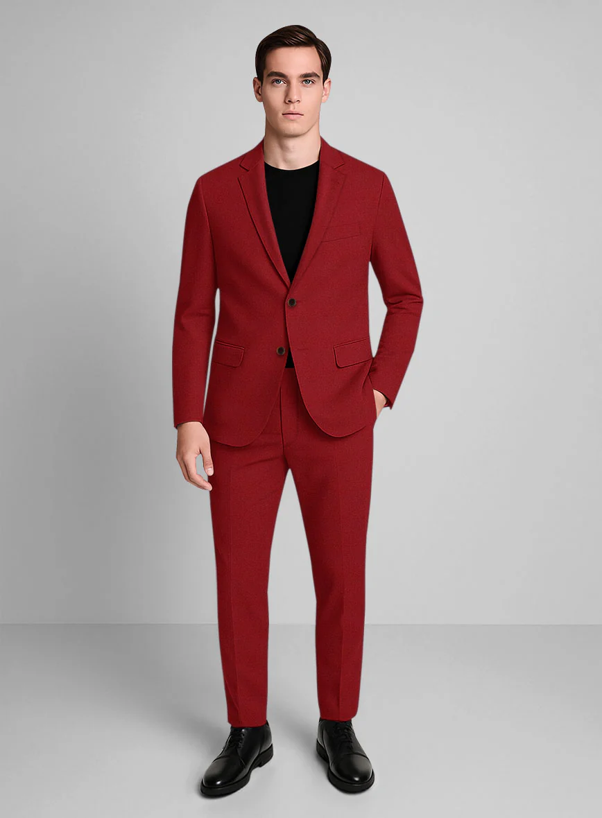 Red Napoli Stretch Light Weight Cotton Suit