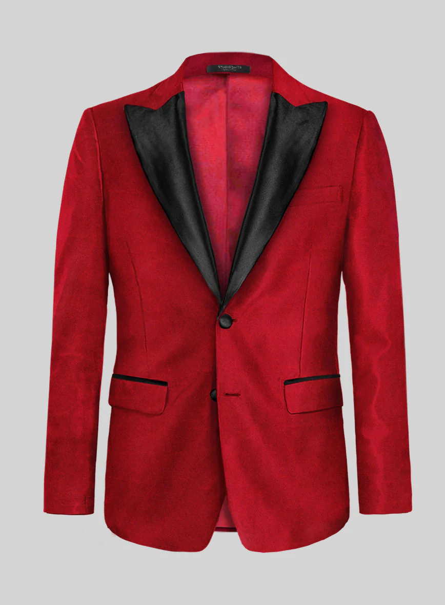 Red Velvet Tuxedo Suit - Image 4