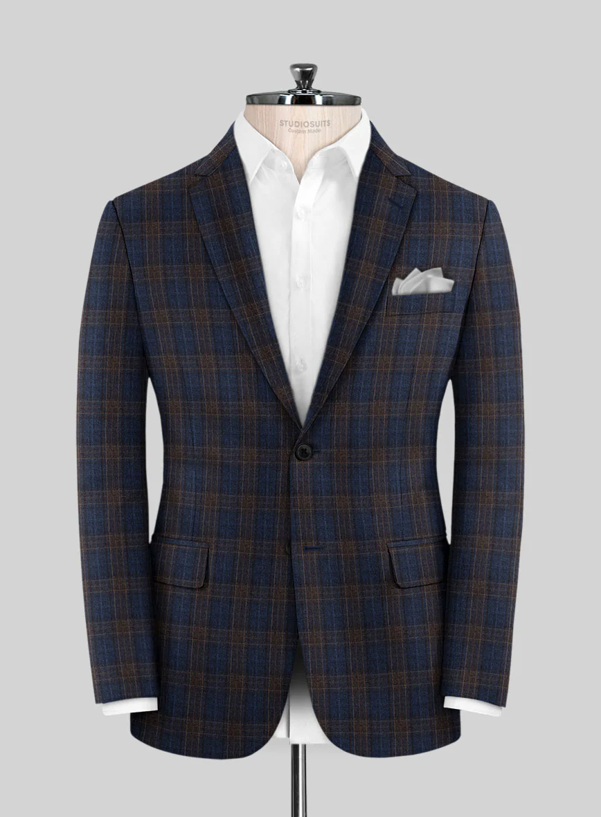 Reda Adlis Blue Checks Wool Jacket