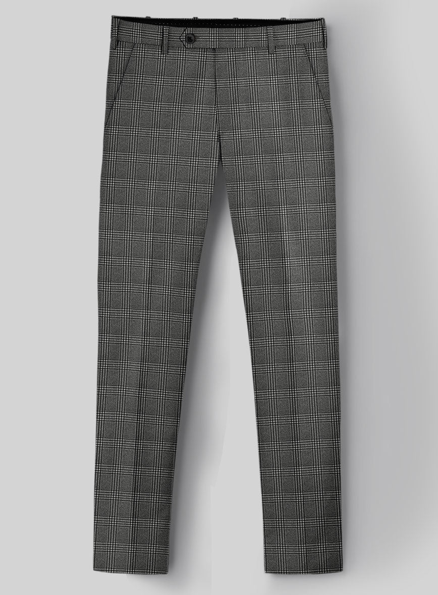 Reda Azelo Gray Checks Wool Pants