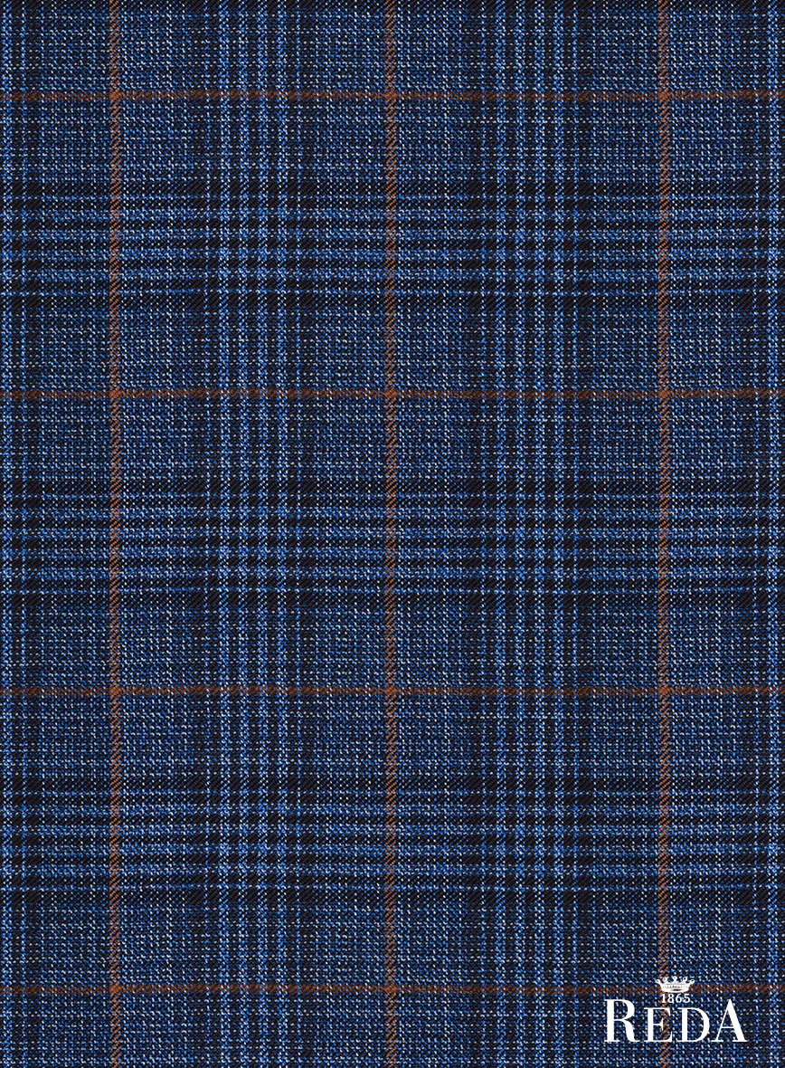 Reda Azul Blue Checks Wool Jacket - Image 3