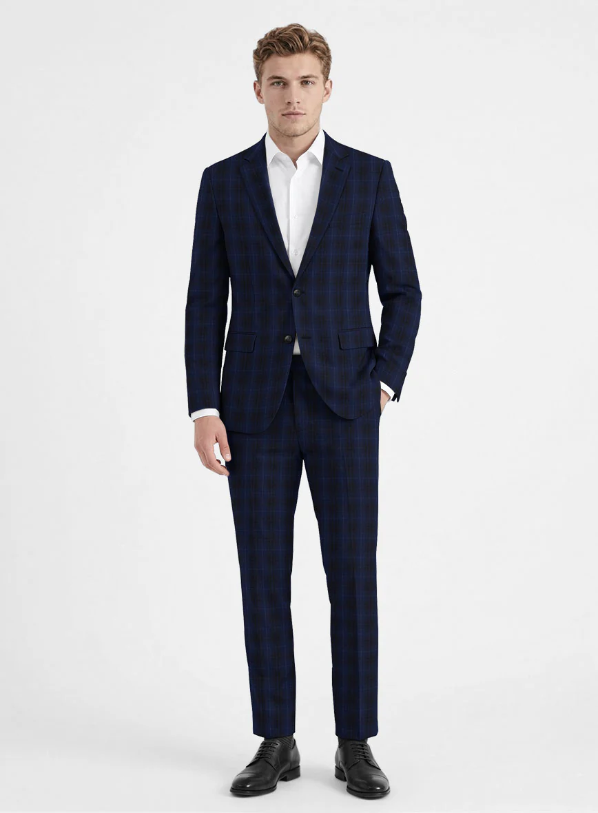 Reda Ballio Blue Checks Wool Suit