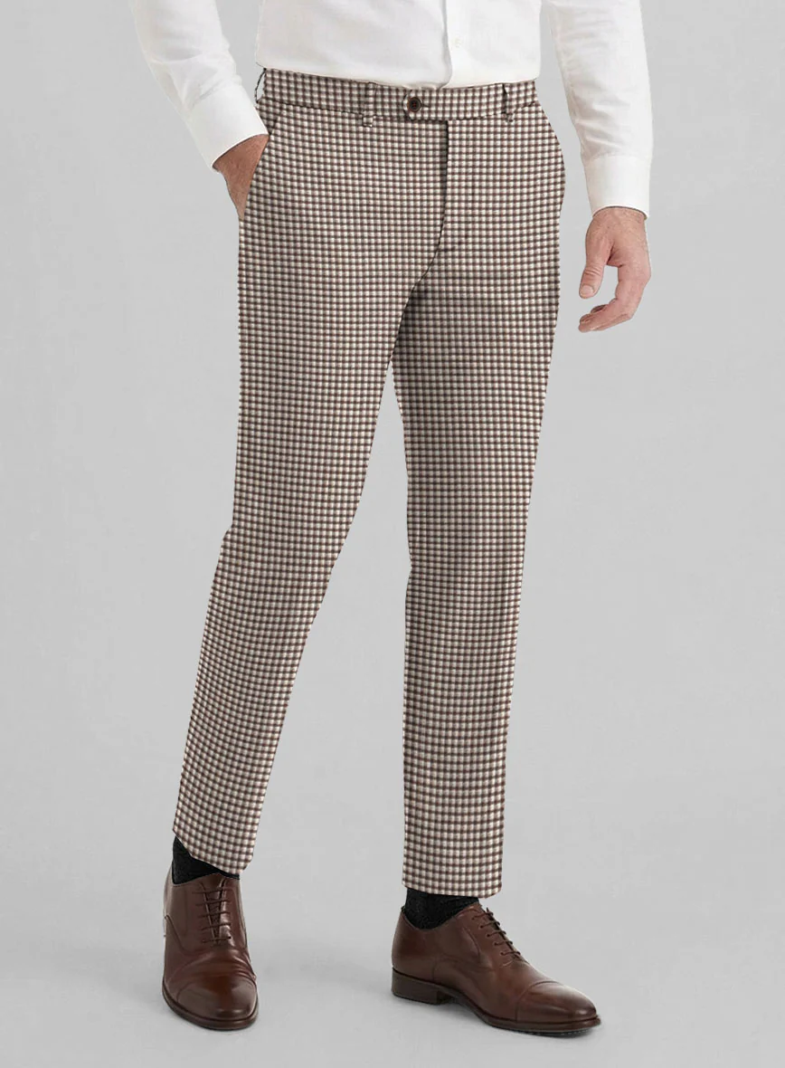 Reda Beltra Brown Checks Wool Pants